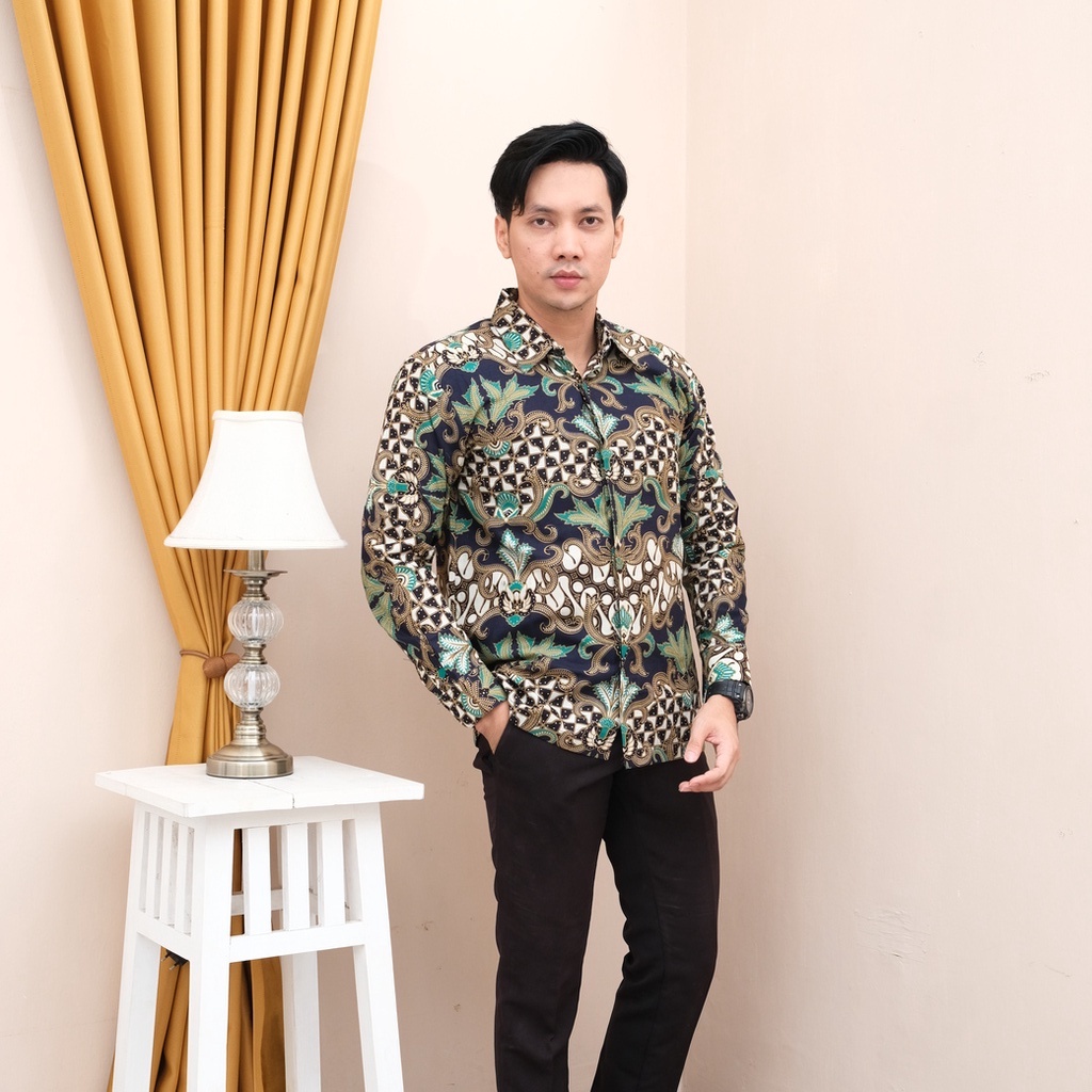 [LIMITED] Baju Batik Pria Lengan Panjang Premium/Kemeja Batik Pria Slimfit Furing Terbau BATIK ALUNA ASD-064