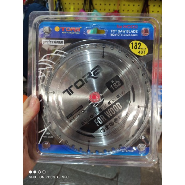 mata potong kayu 7inc TORA 40T /mata circle circularsaw TORA 40T (TANDUK) TCT SAW BLADE 182x40Tx1.7x25.4mm