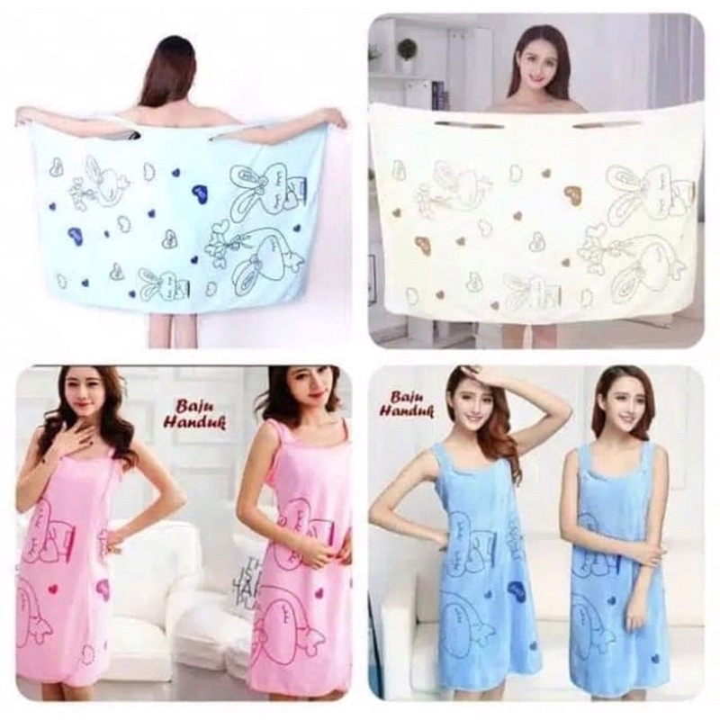 Baju Handuk Mandi Karakter Wearable Towel Kimono Renang Multifungsi / Bath Tower