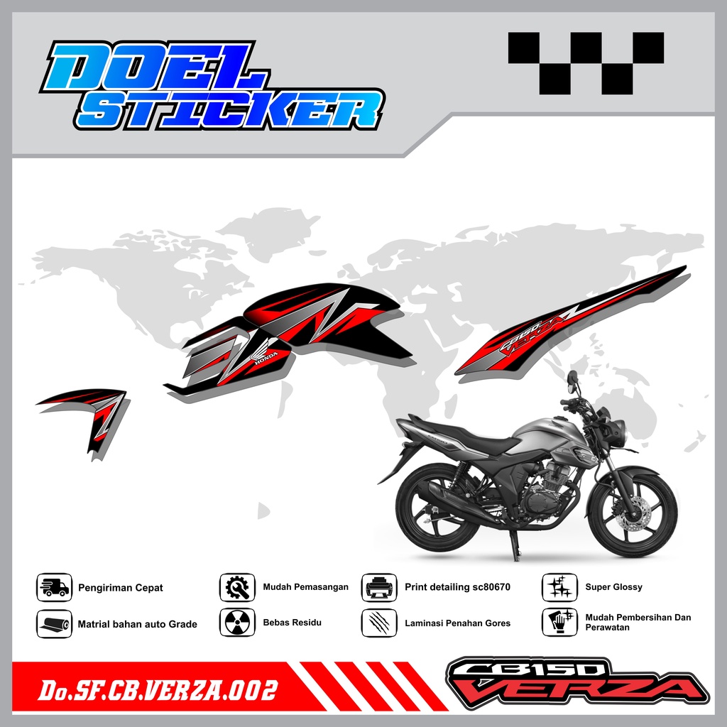 STICKER STRIPING CB VERZA 150 - STICKER STRIPING LIST VARIASI HOLOGRAM , CROME CB VERZA 150 DOEL 002