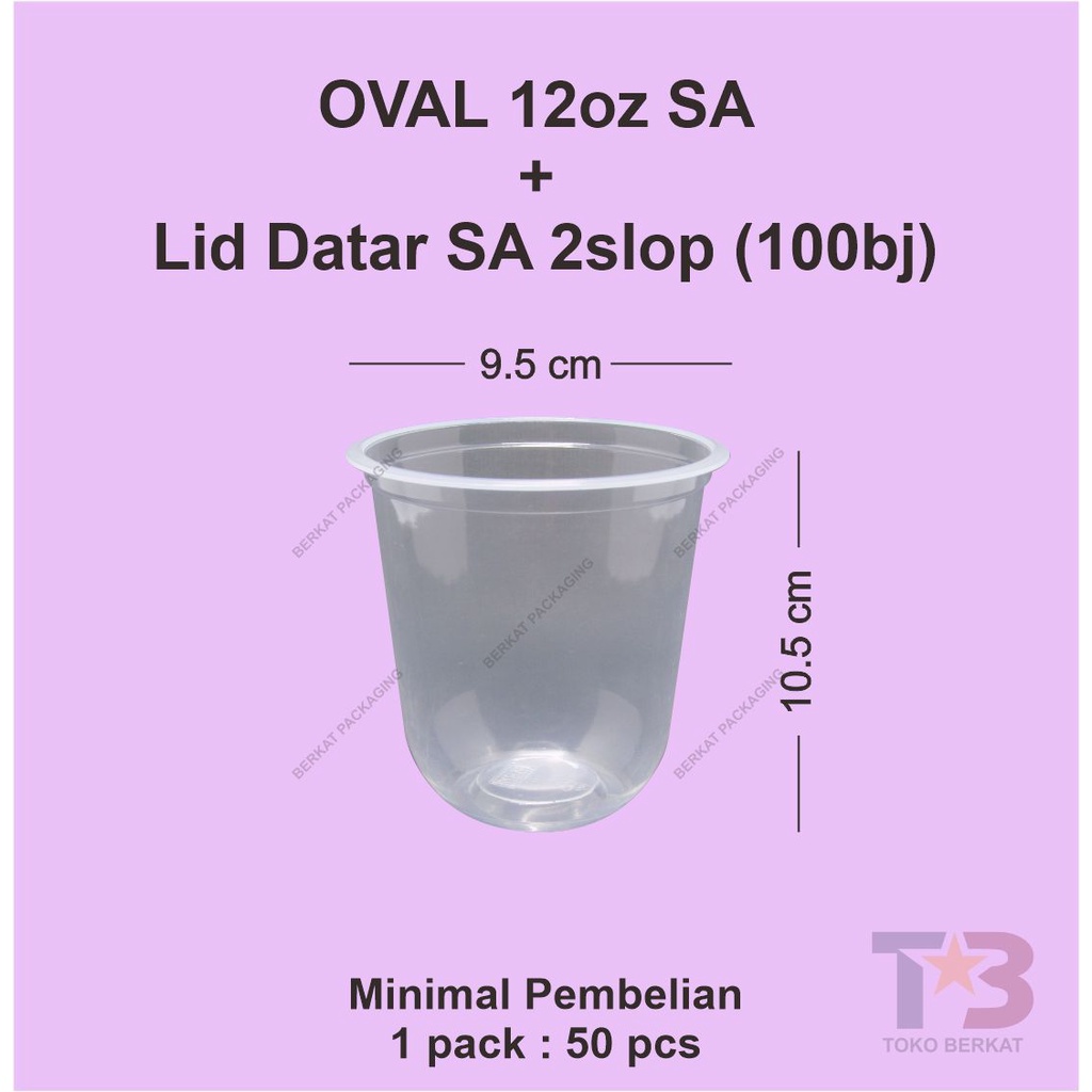 Pesanan Pak Reza Cup Gelas Oval 12oz Merk SA + Lid Datar SA 2slop (100bj)