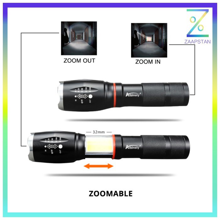 TaffLED Paket Senter LED Torch Cree XM-L T6 8000 Lumens + Charger + Bo