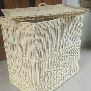 keranjang rotan tutup kotak persegi panjang besar jumbo laundry penyimpanan barang 60x40x60 cm