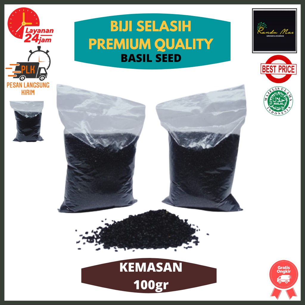 Biji Selasih Untuk Minuman Isi 100gr Basil Seed Biji Selasih Kering Besar &amp; Bersih Premium Quality