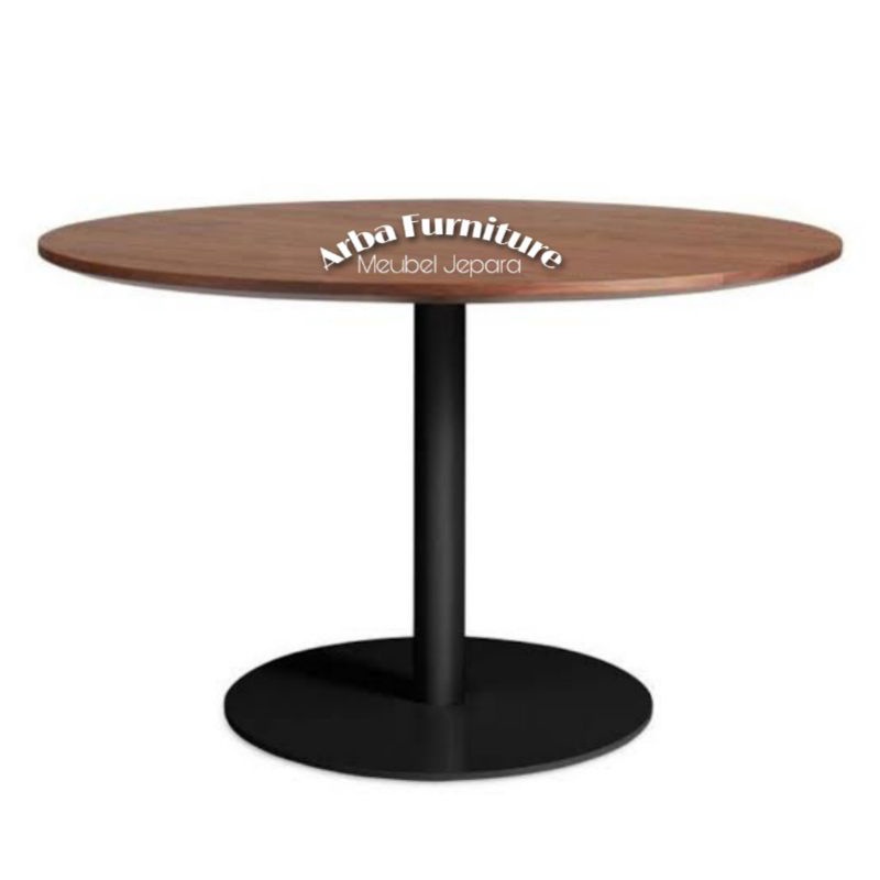Meja Cafe Kayu Jati Minimalis Kaki Besi