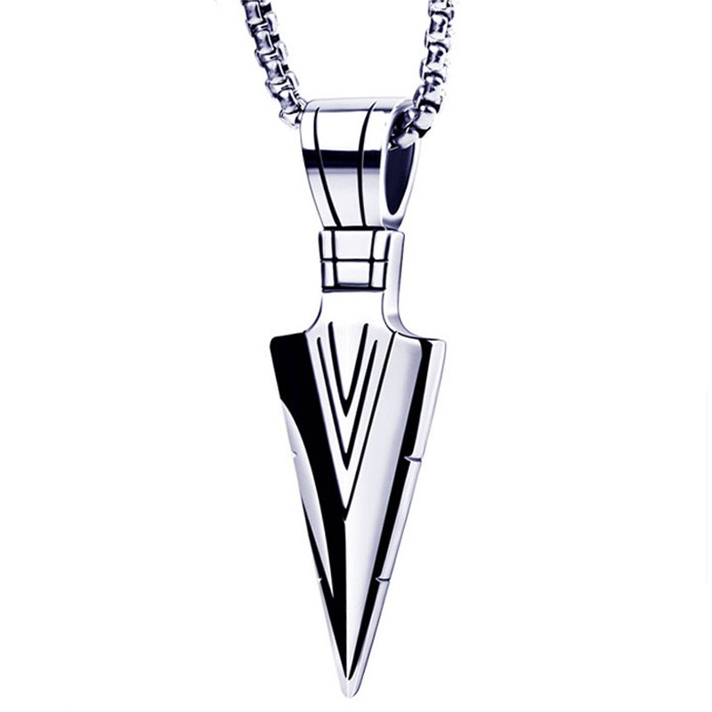 Kalung Rantai Titanium Steel 2022 Liontin Hati + Anak Panah Gaya Hip Hop Untuk Pria / Wanita