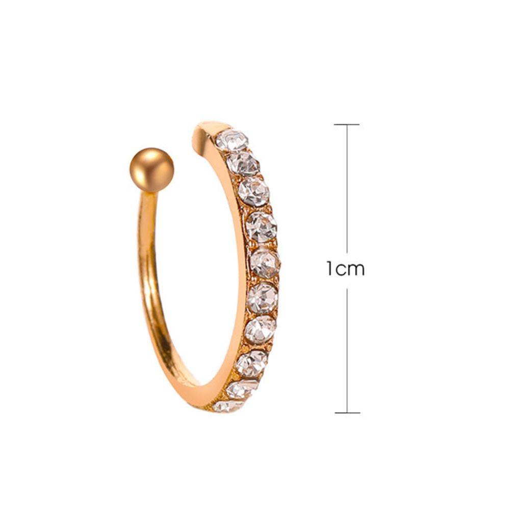 Timekey 1PC Anting Klip Klasik Simple Bentuk C Hias Berlian Imitasi Untuk Wanita A5K1