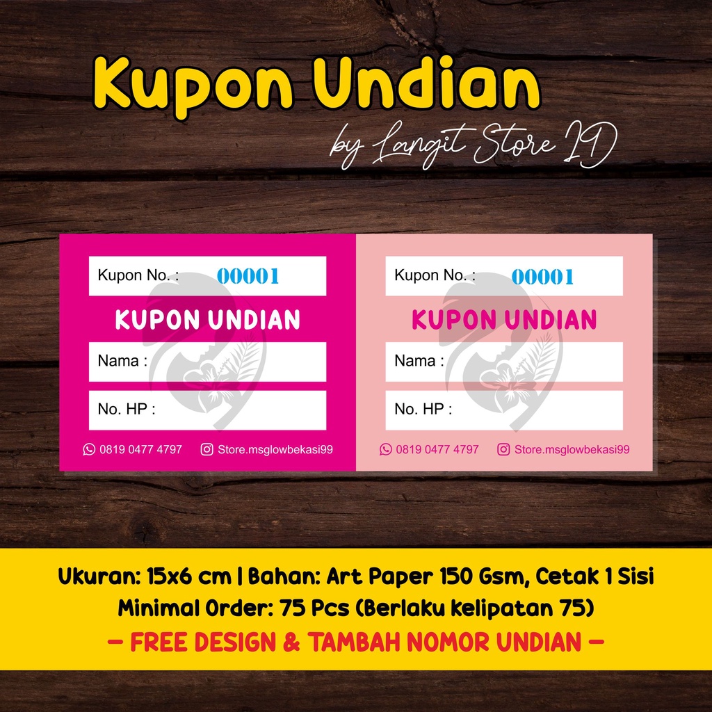 Kupon Undian Berhadiah / Gift Voucher / Kupon Belanja / Door Price