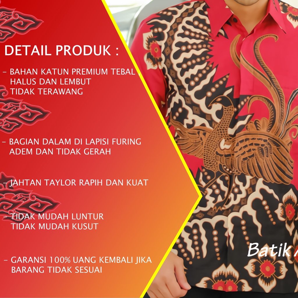 KEMEJA BATIK PRIA LENGAN PANJANG PREMIUM REGULAR MODERN BATIK ALUNA PCW 082