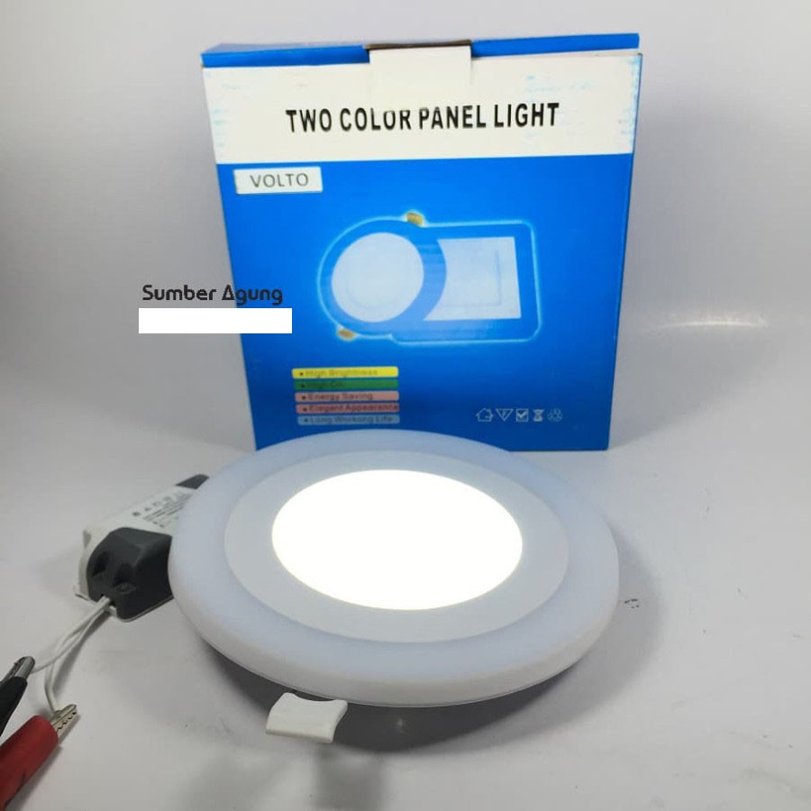 Two Color Panel Light Downlight LED 2 Warna Biru Putih Volto 6W 3W