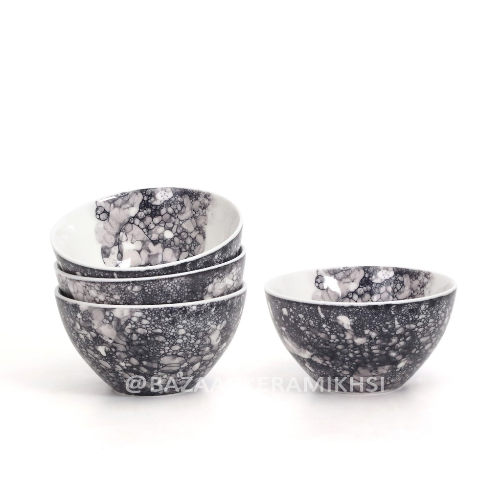 Mangkok Makan Keramik Bowl Bubble Black Set of 4 Mangkok Makan Keramik Bowl Bubble Black Set of 4
