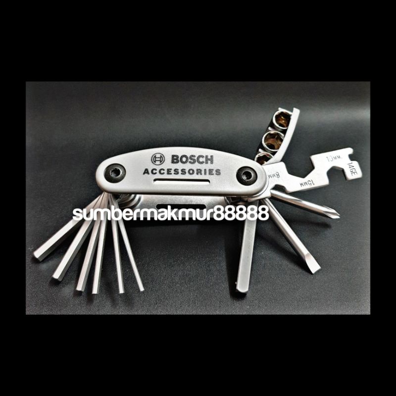 Kunci Lipat Toolkit ToolSet Sepeda 16" 1 Kunci L Hex Obeng Sok BOSCH