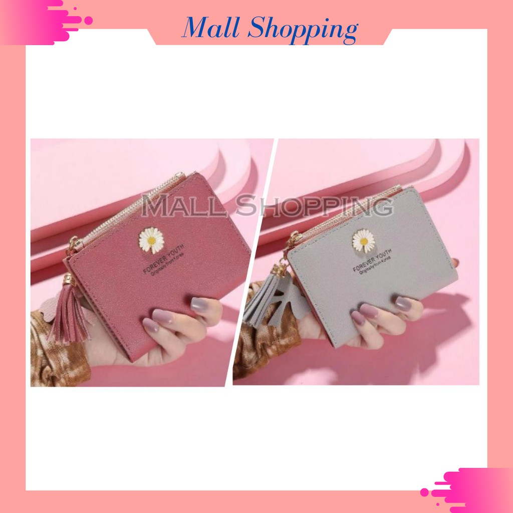 (COD) Dompet Lipat Mini Dompet Wanita Import Motif Bunga MALL SHOPPING
