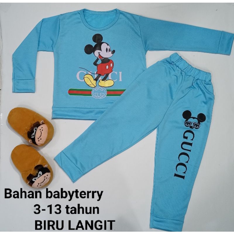 Stelan training olahraga anak-anak NEW ”MICKY GUCCI”Buat umur 1-13tahun bahan baby terry
