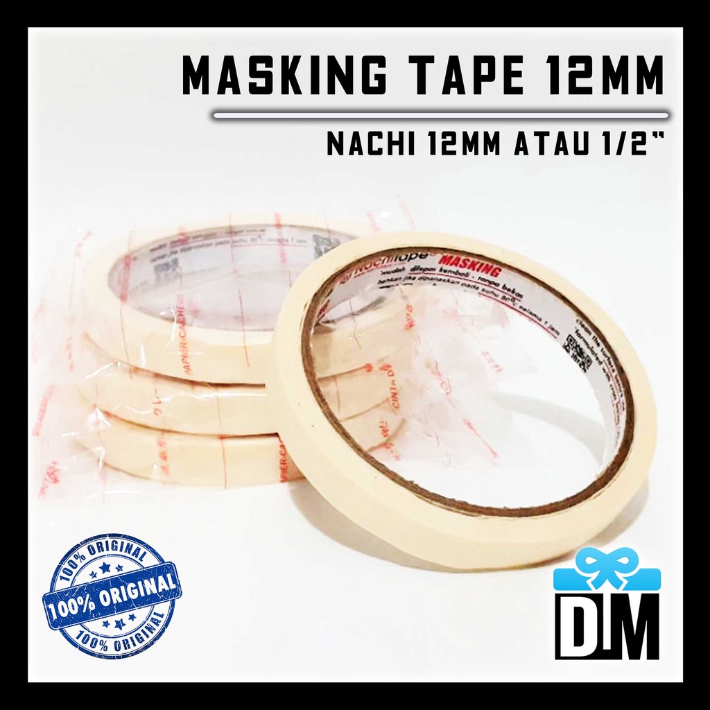 MASKING TAPE 12mm Solasi Lakban Selotip Label Sticker Roll Kertas Washi 1,2 cm / 0.5 inch Kasa NACHI 100% original JAPAN