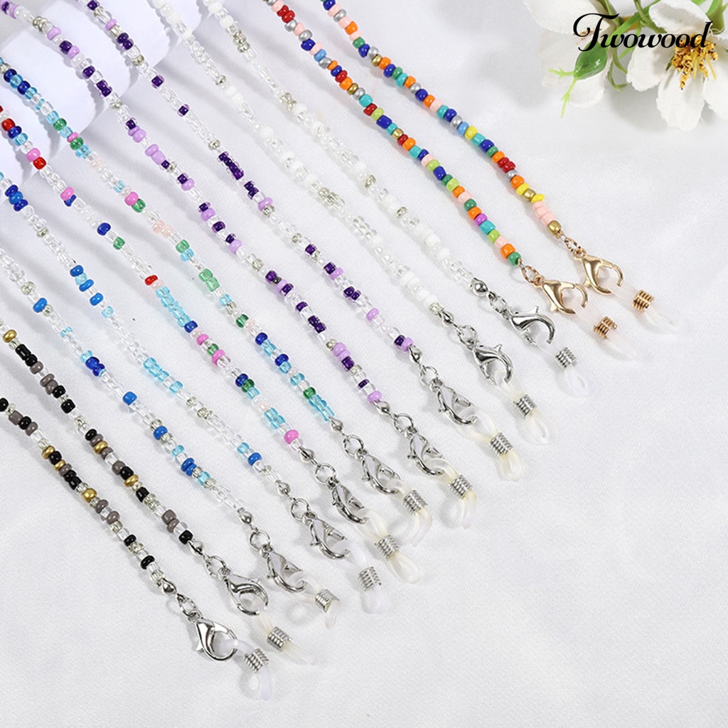 Twowood Anti-Lost Portable Eyeglass Chain Necklace Colorful Beaded Hanging Face Cover Chain Holder Glass Accessories