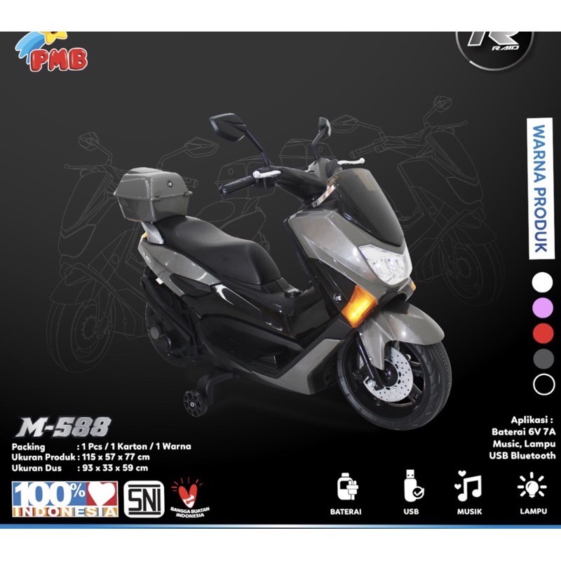 MOTOR AKI Anak PMB M588 RAID Nmax M 588 Murah-Nmax Abu abu +Stiker