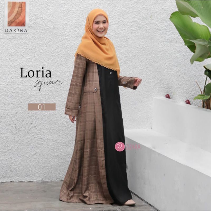 Zizara Gamis Casual Polos Kombinasi Kotak2 Cantik Loria Dress