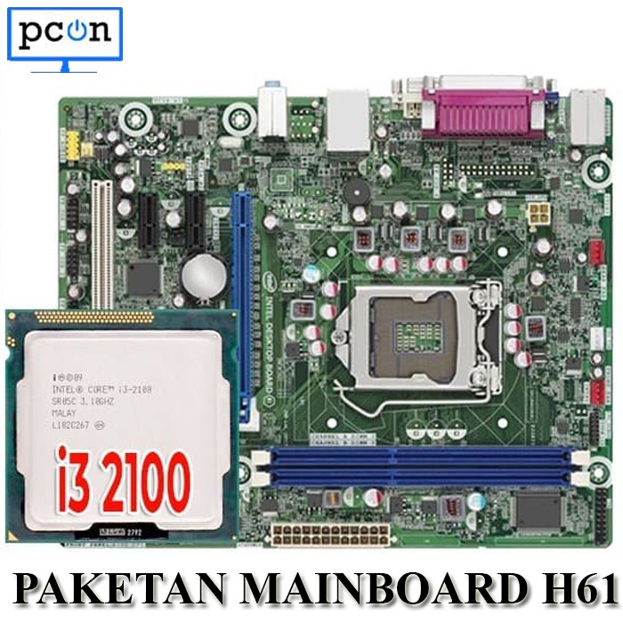 Mainboard Intel LGA 1155 H61 Dengan Processor i3 2120