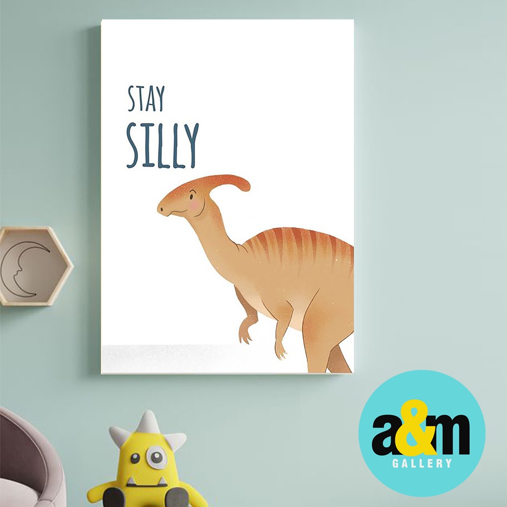 Poster Kayu Hiasan Dinding Kamar Bayi dan anak Gambar Dynosaurus ( A4 ) Dekorasi Kamar anak Wall decor Edukasi Gambar Tema Dynosaurus - A&amp;M