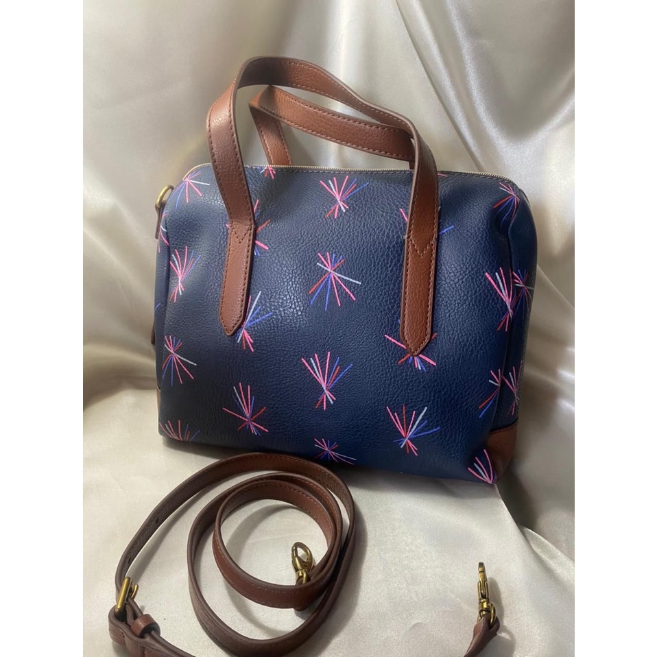 Tas FossilOriginal Sydney Satchel Navy Multi New Original