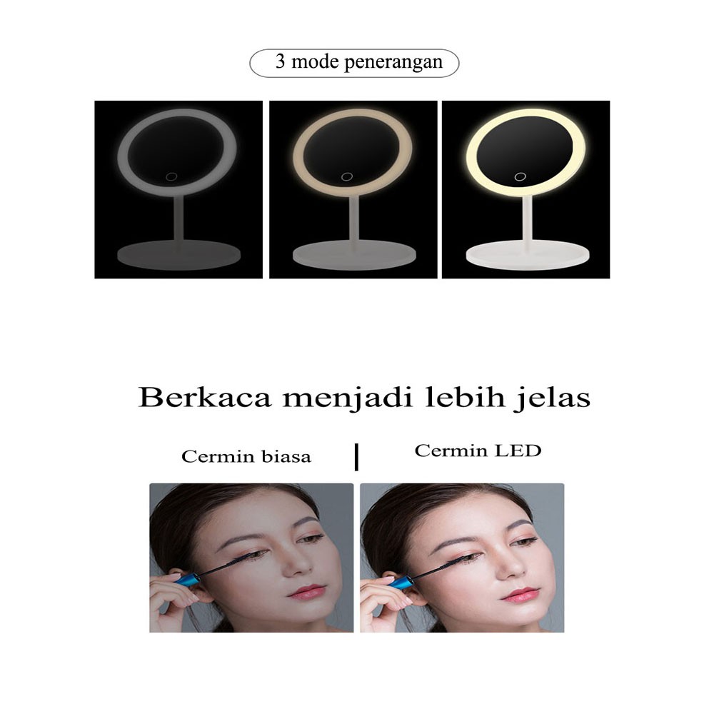 Cermin LED Kaca Rias Make Up Lipat Mirror Portable