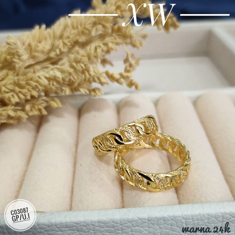 Cincin Fashion Wanita Warna 24k C03087