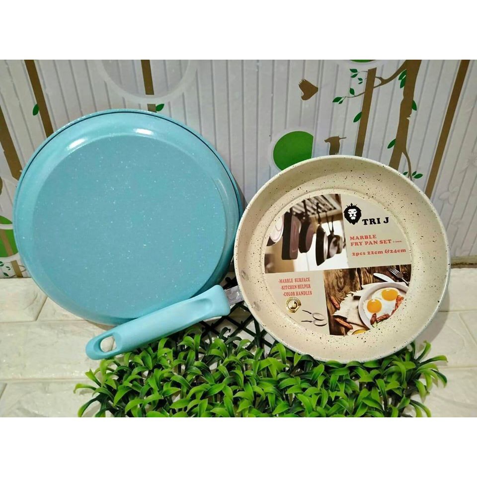 [DEASTORE] TEFLON SET FRYPAN TRI J WARNA - PANCI WAJAN PENGGORENGAN ANTI LENGKET SET 2 IN 1