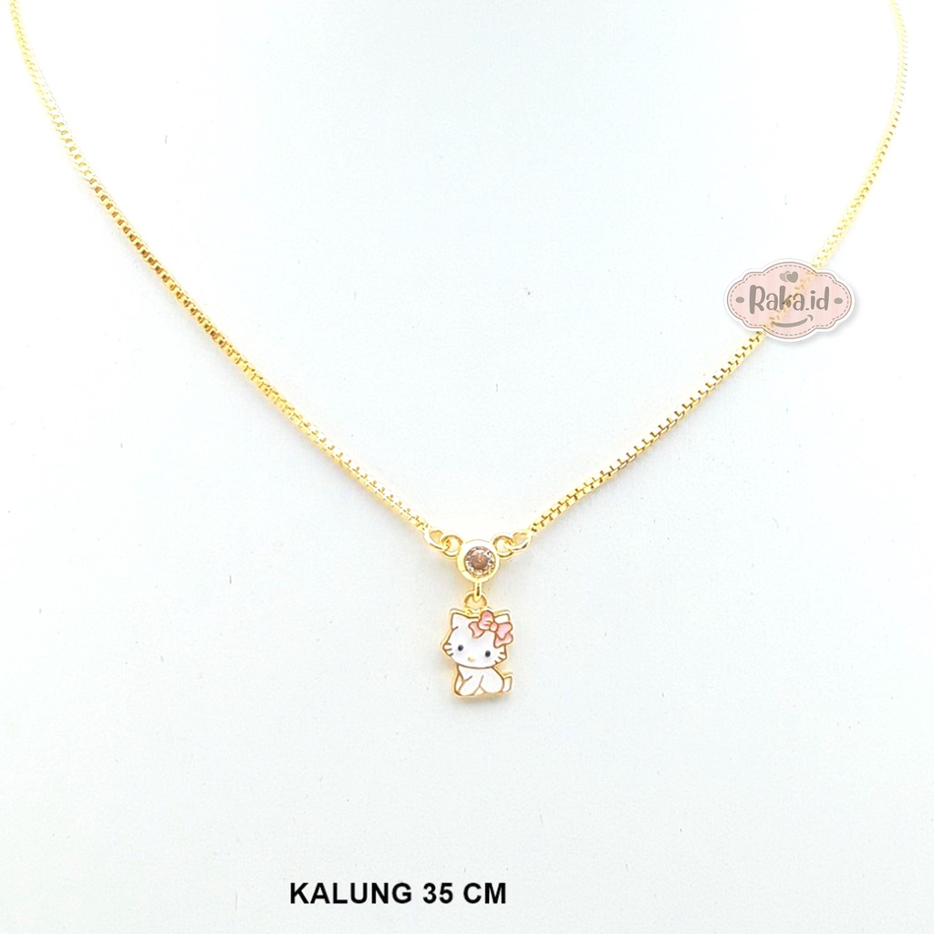 Kalung Anak Rantai Italy Motif Bandul Hello Kitty Pita Pink Gold Perhiasan Cantik Anak 860