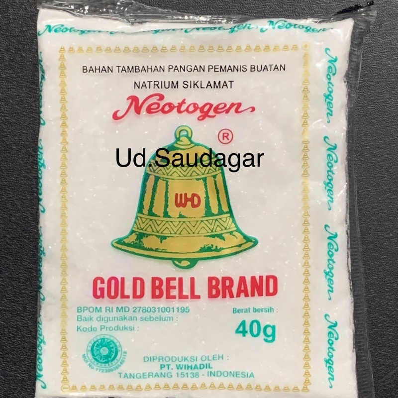 

Sari Arum Manis Pemanis Tambahan Buatan 40gr Cap Lonceng Gold Bell Brand