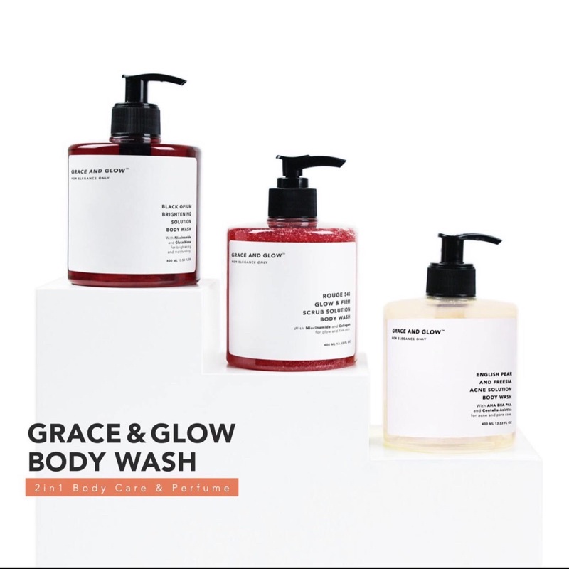 Grace &amp; Glow Black Opium Brightening Booster - English Pear and Freesia Anti Acne Solution Body Wash