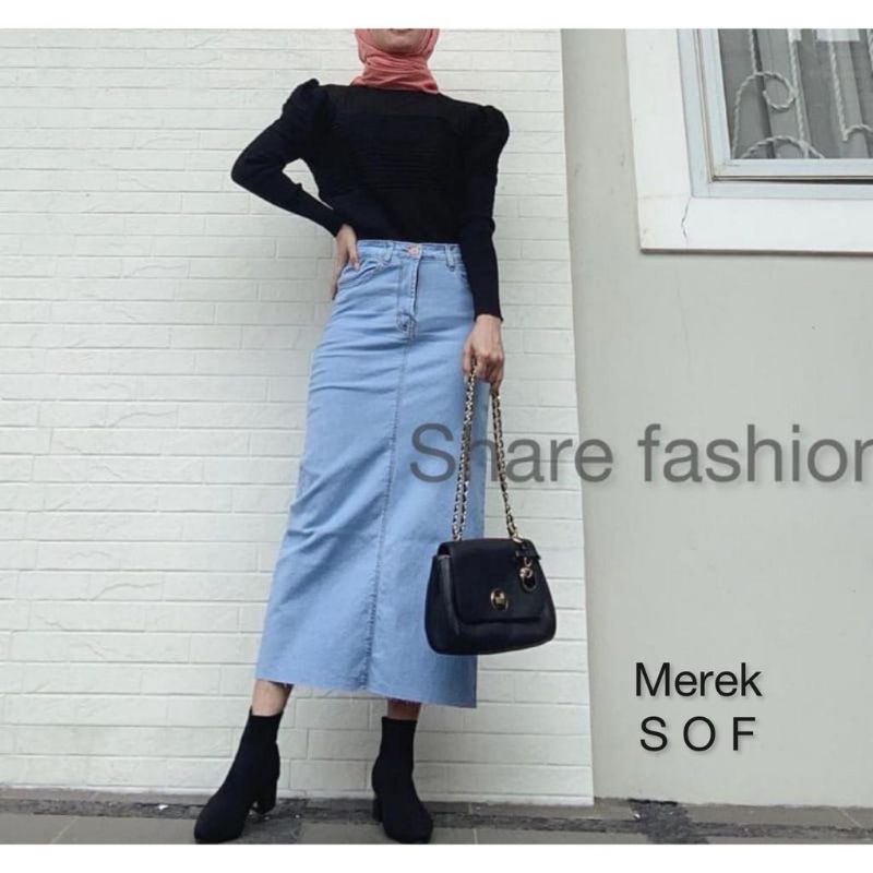 ROK JEANS SPAN MIDI 7/9 unfinished | YUKI SKIRT-2