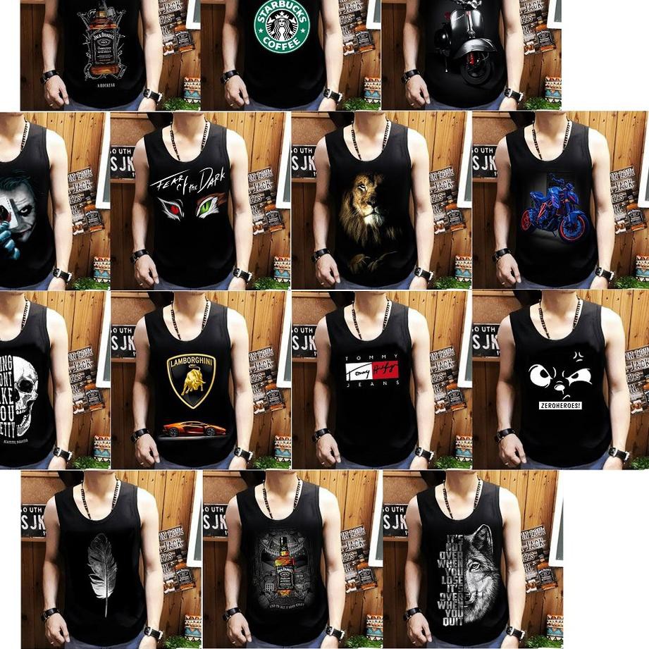 Paling Sesuai.. kaos distro singlet JUMBO sablon kaus tanpa lengan pakian pria baju dalam kutang hit