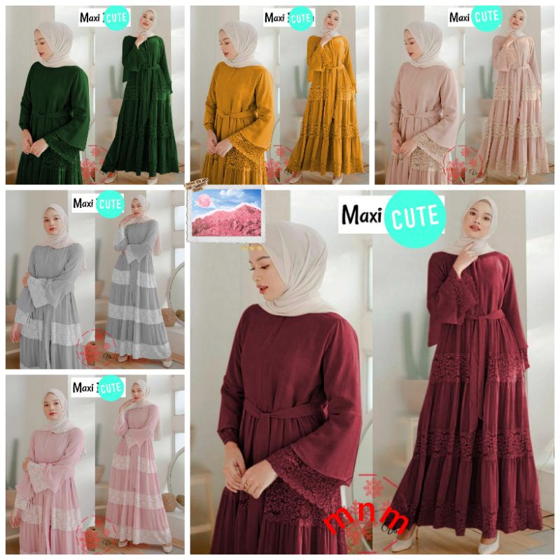 BAJU GAMIS WANITA REMAJA TERBARU 2022 kekinian LEBARAN BROKAT BUSUI SIMPEL BAHAN MOAKREP MOSCREP IMP