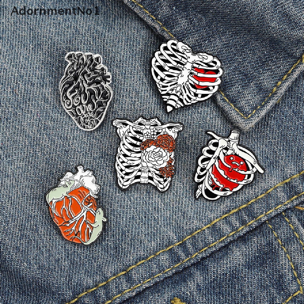 (AdornmentNo1) Bros / Pin Enamel Bentuk Anatomi Manusia + Bunga + Hati Untuk Aksesoris Wanita