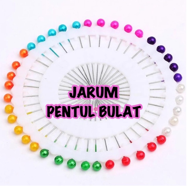 JARUM PENTUL HIJAB BULAT PAPAN WARNA WARNI ISI 40