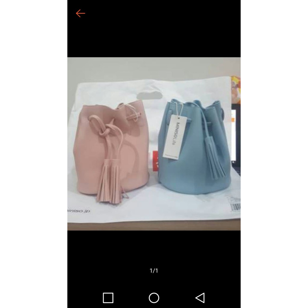 Unik Miniso bucket bag tas selempang tas serut wanita Limited
