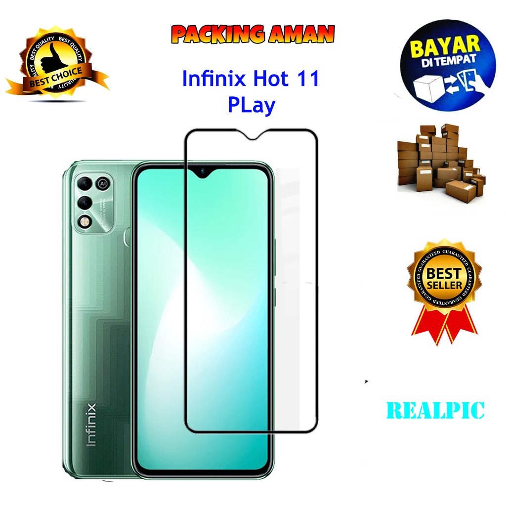 Tempered Glass Infinix Hot 11 Play Full Cover / Full Screen Protector Anti Gores
