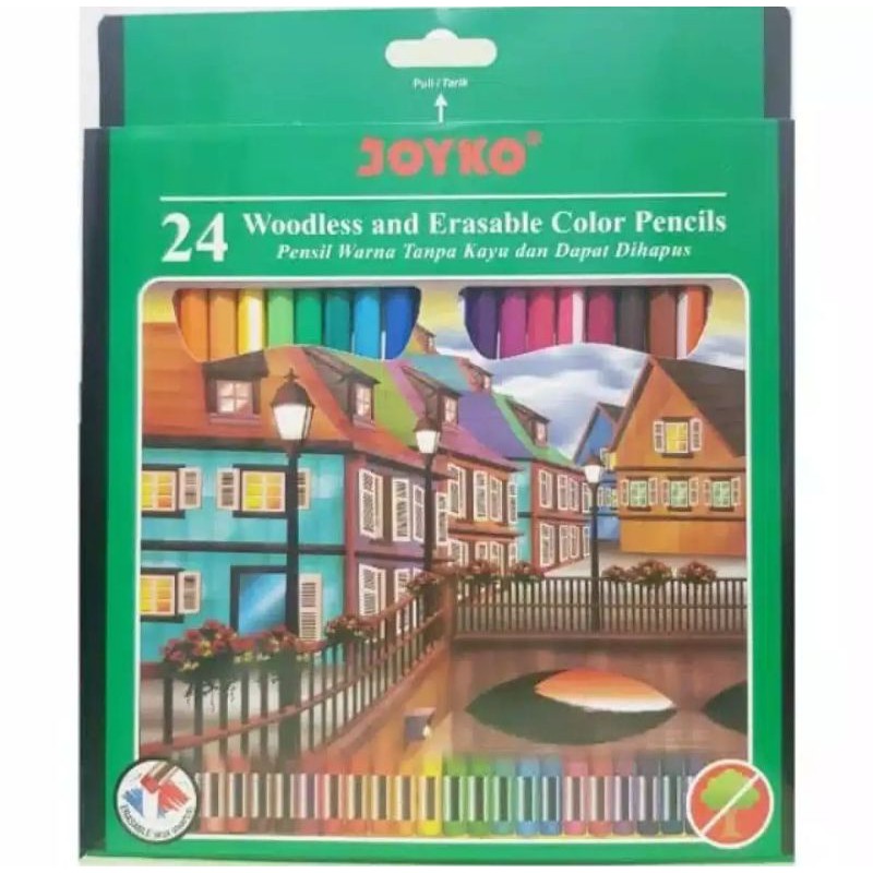

CP-115 Pensil Warna Joyko 24 Warna Woodless Erasable Bisa Dihapus