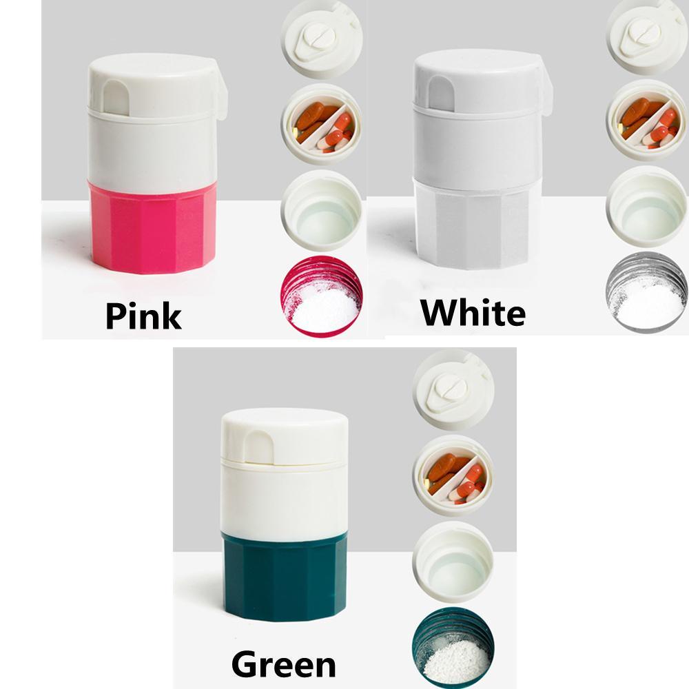 Top Pill Crusher Pill Chopper 3in1 Pill Box Wadah Tablet Obat Pemotong