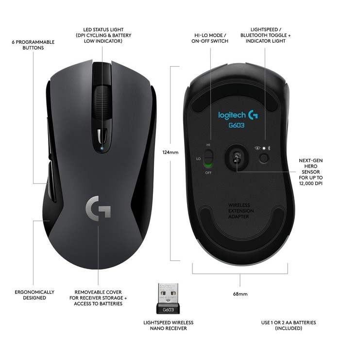 Logitech G603 Lightspeed Wireless Gaming Mouse