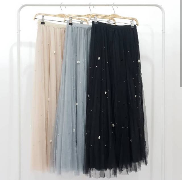 long tutu skirt with flower pearl