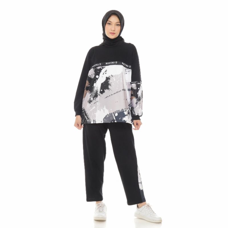 Setelan Olahraga Terbaru Wanita Jumbo Muslimah Kekinian Gowes Senam Joging-5