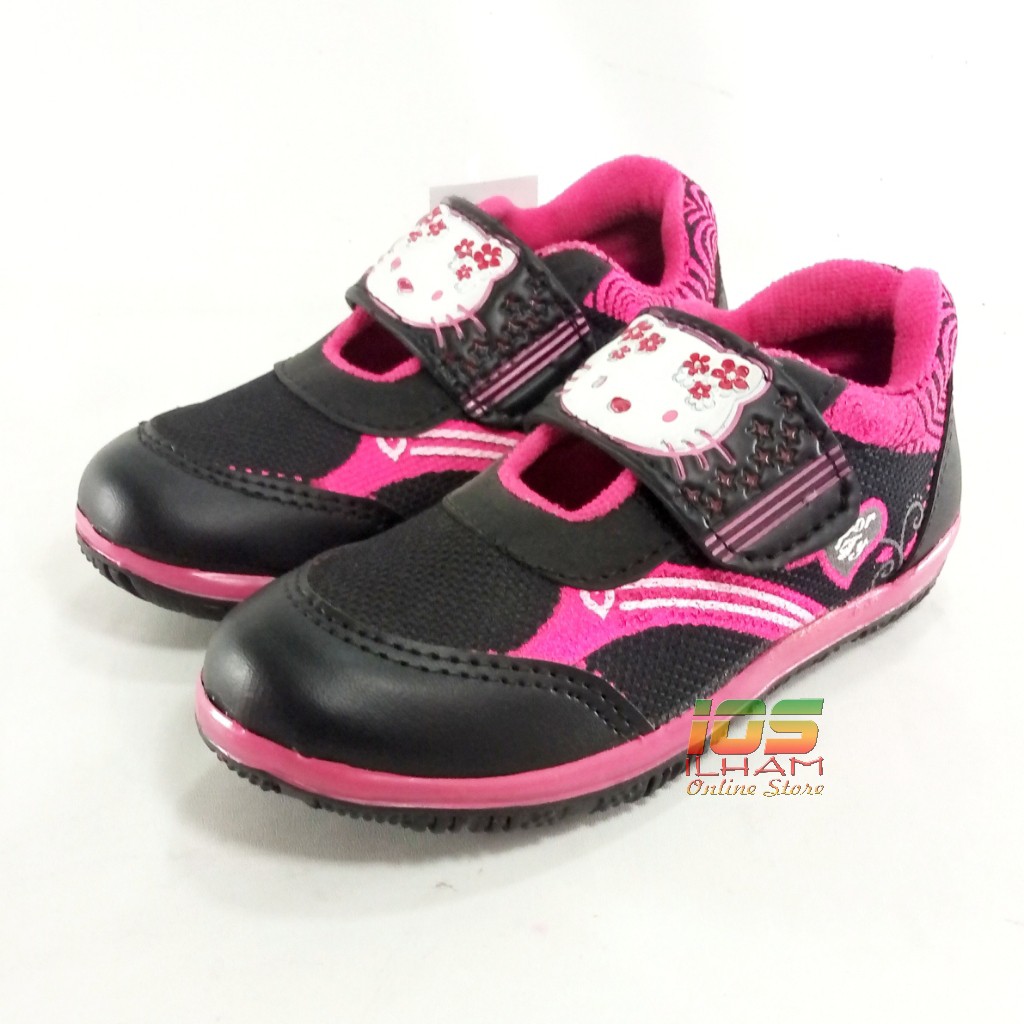 Sporty LB Love Hello Kitty Sepatu Anak TK Perempuan Size 26-30 Hitam Pink