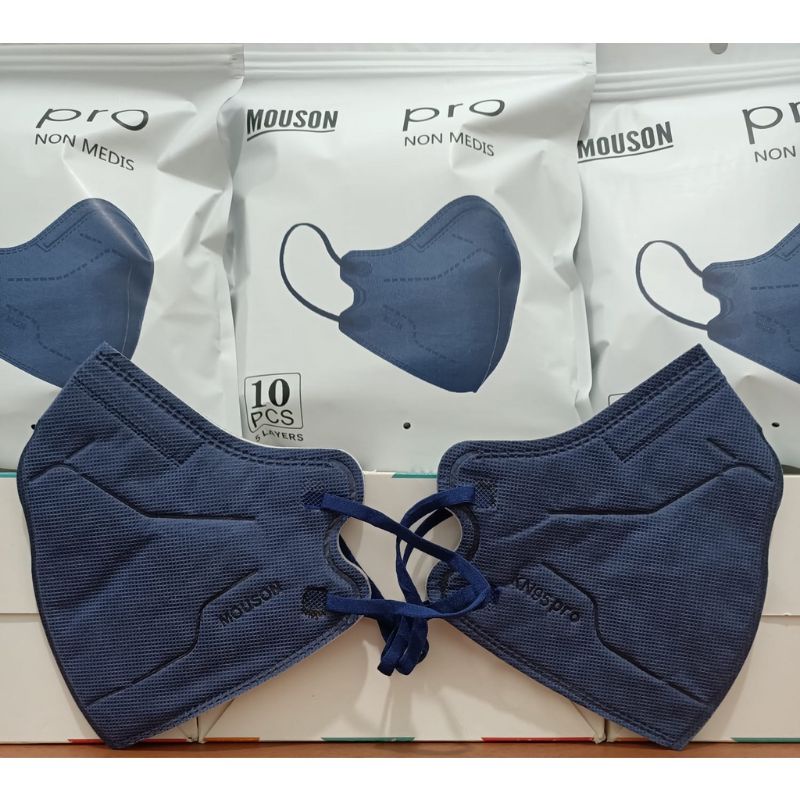 MASKER KN95 MOUSON PRO [NEW] 5 PLY PREMIUM EMBOSS, NAVY (ISI 10PCS/PACK)