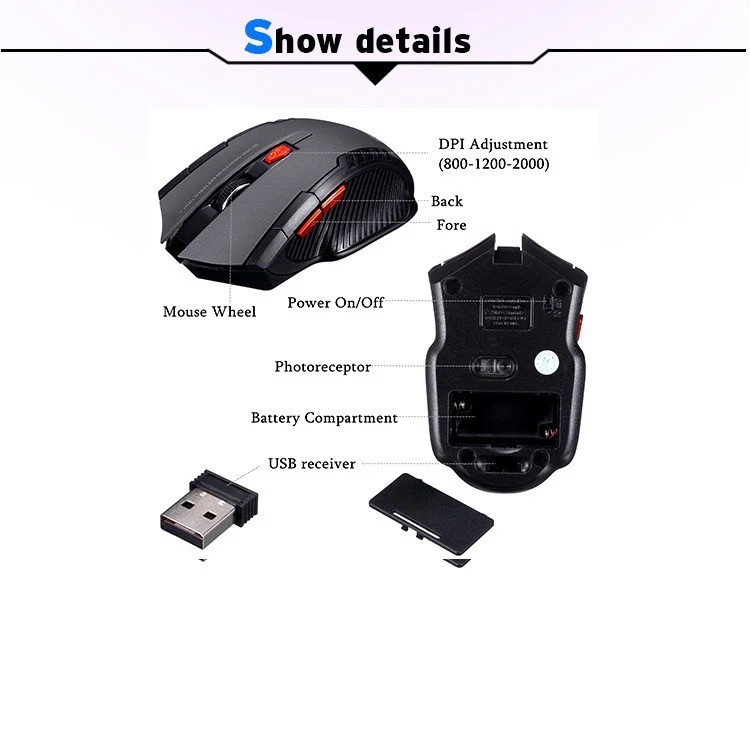 Mouse Wireless GAMING MOUSE 6D USB 2.4GHz Optical Mouse ORI