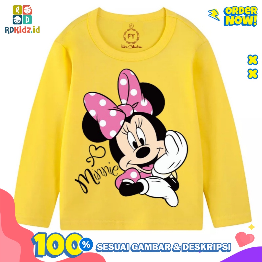 Rdkidzid Atasan Lengan Panjang Anak Perempuan Baju Lengan Panjang Anak Perempuan Kaos panjang Anak Cewek Motif New Mini Yellow