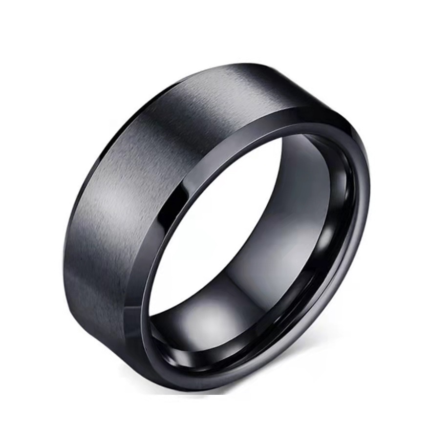 European and American popular stainless steel double beveled frosted smooth ring 210825