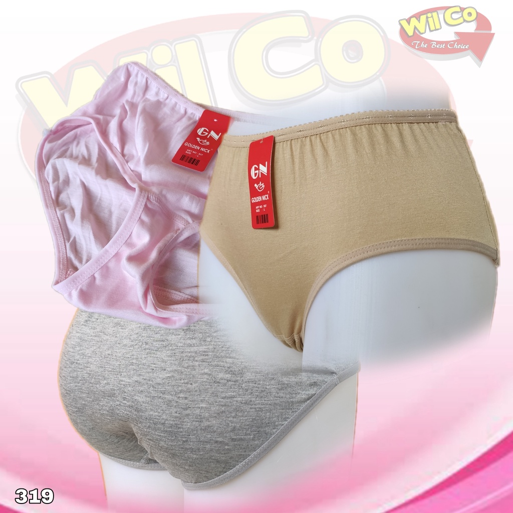 K319T - (HARGA PER 3 PCS) CELANA DALAM WANITA PAKAIAN WANITA PAKAIAN DALAM GOLDEN NICK SIZE M - XXL WARNA TERANG RANDOM