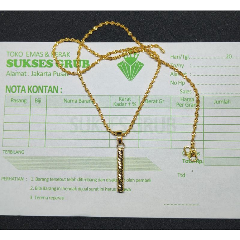 cod kalung ulir liontin bambu berlapis emas 24K ASLI